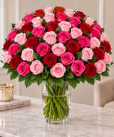 Mixed Roses — Light Pink, Hot Pink, Red