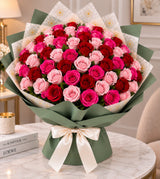 Mixed Roses — Light Pink, Hot Pink, Red