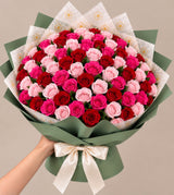 Mixed Roses — Light Pink, Hot Pink, Red