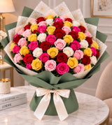 Mixed Roses — Light Pink, Hot Pink, Red, Yellow, White