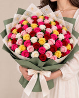 Mixed Roses — Light Pink, Hot Pink, Red, Yellow, White