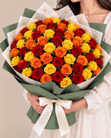 Mixed Roses — Orange, Yellow, Red