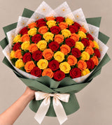 Mixed Roses — Orange, Yellow, Red