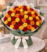 Mixed Roses — Orange, Yellow, Red