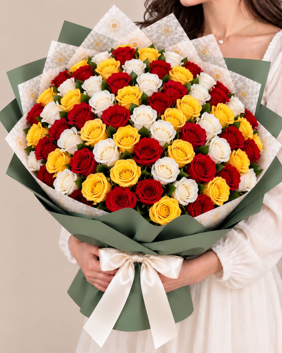 Mixed Roses — Red, Yellow, White